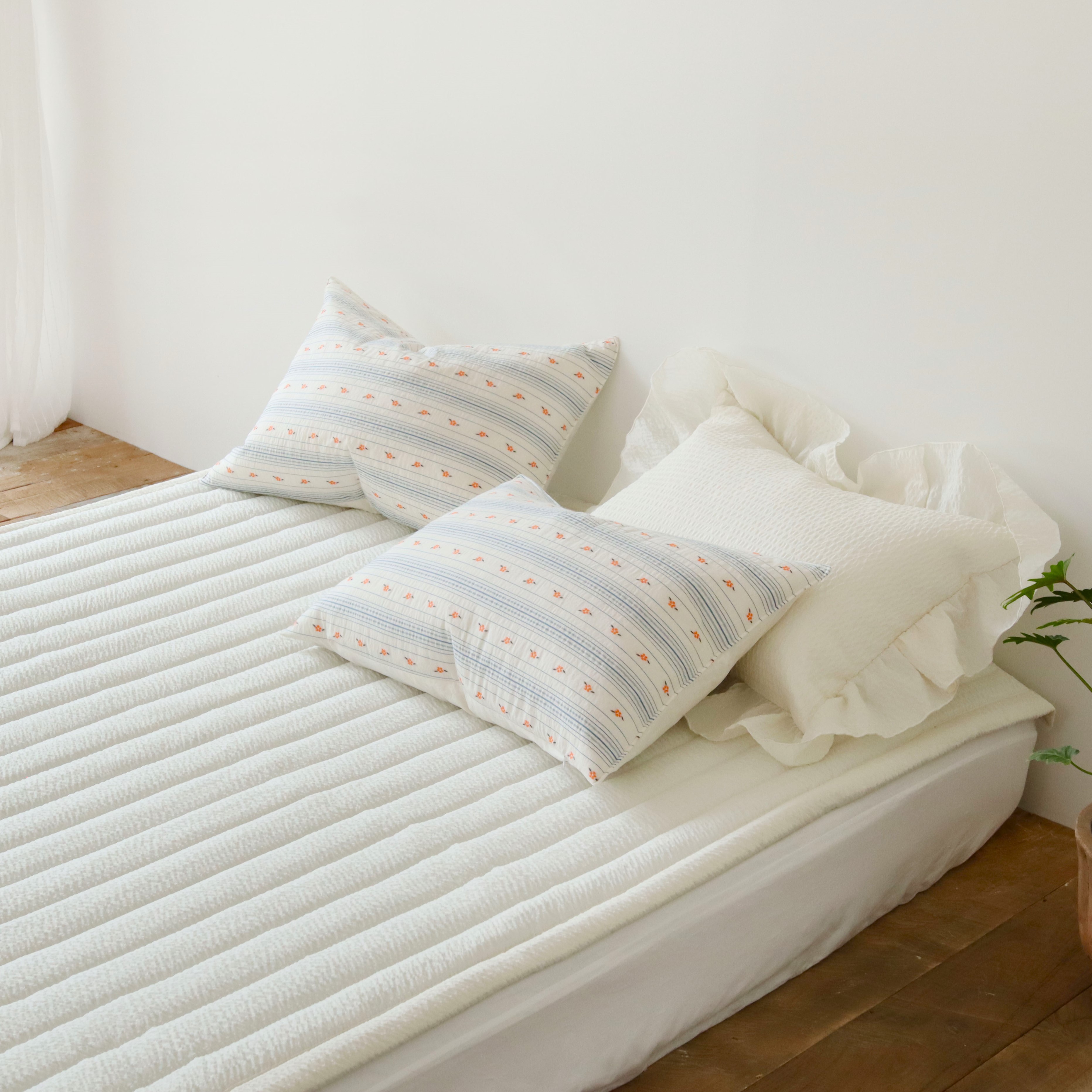 까멜리아 도비코튼 여름이불 에어워싱 시어서커 순면 시원한 차렵이불 세트 SS