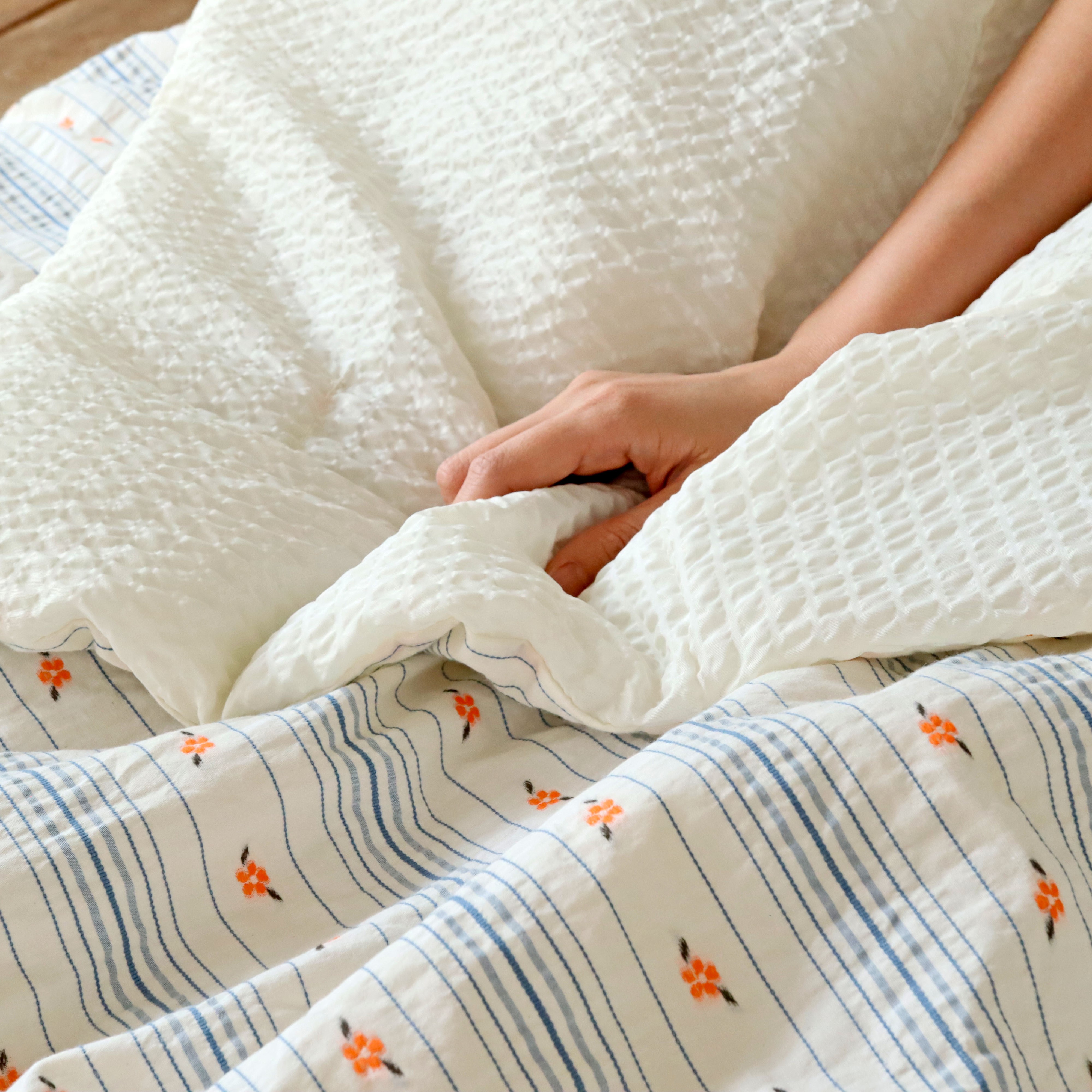 까멜리아 도비코튼 여름이불 에어워싱 시어서커 순면 시원한 차렵이불 세트 SS