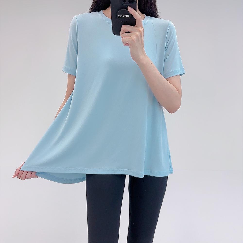 로라벨 아엘 필라테스복 여성 요가복 필라테스 요가 상의 티셔츠 옷 빅사이즈 운동복 반팔 - 상세 이미지 5