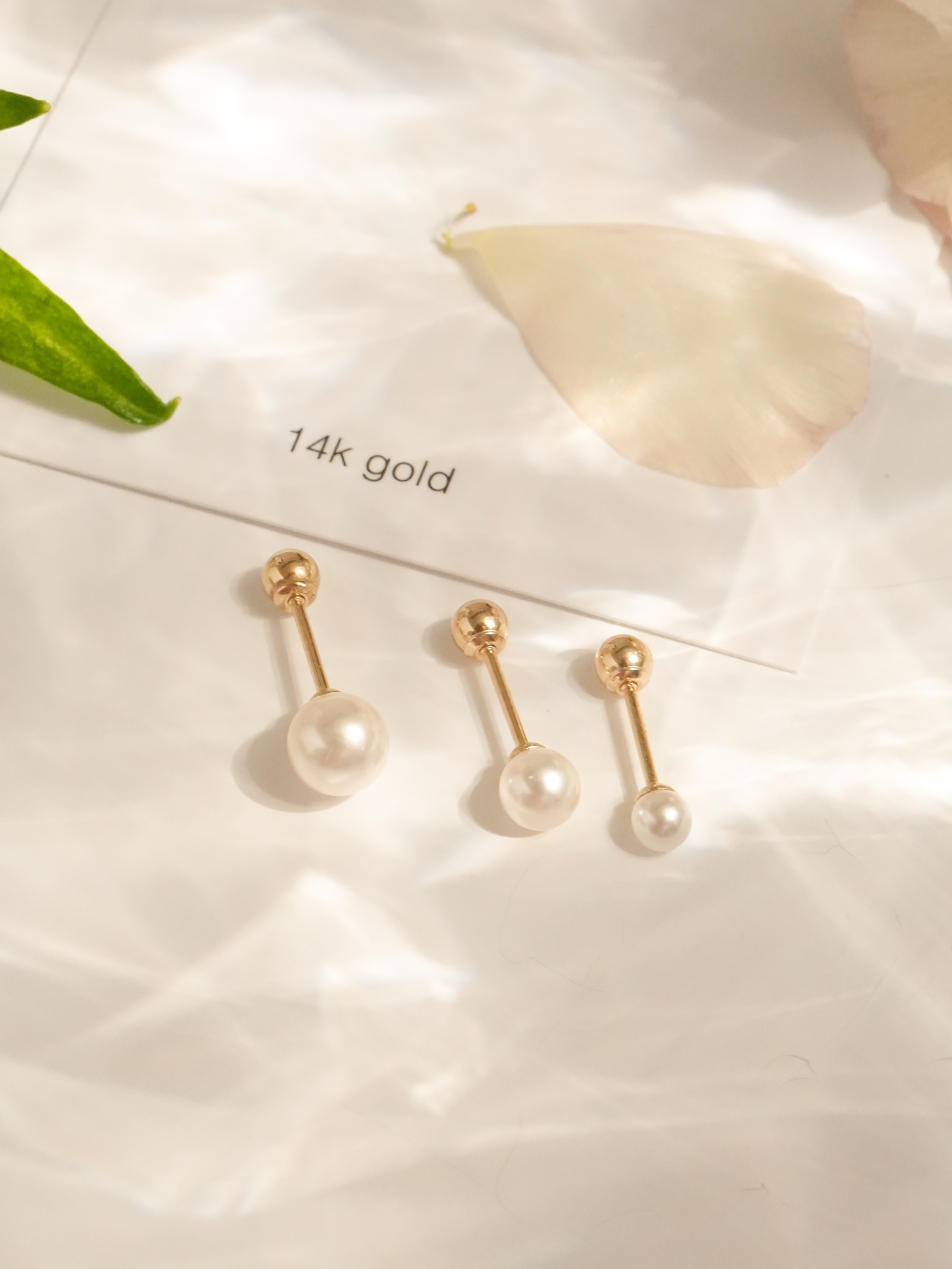 14k 스왈 진주 피어싱 데일리 신부 하객용 3mm 4mm 5mm 6mm 기본 베이직 - 상세 이미지 5