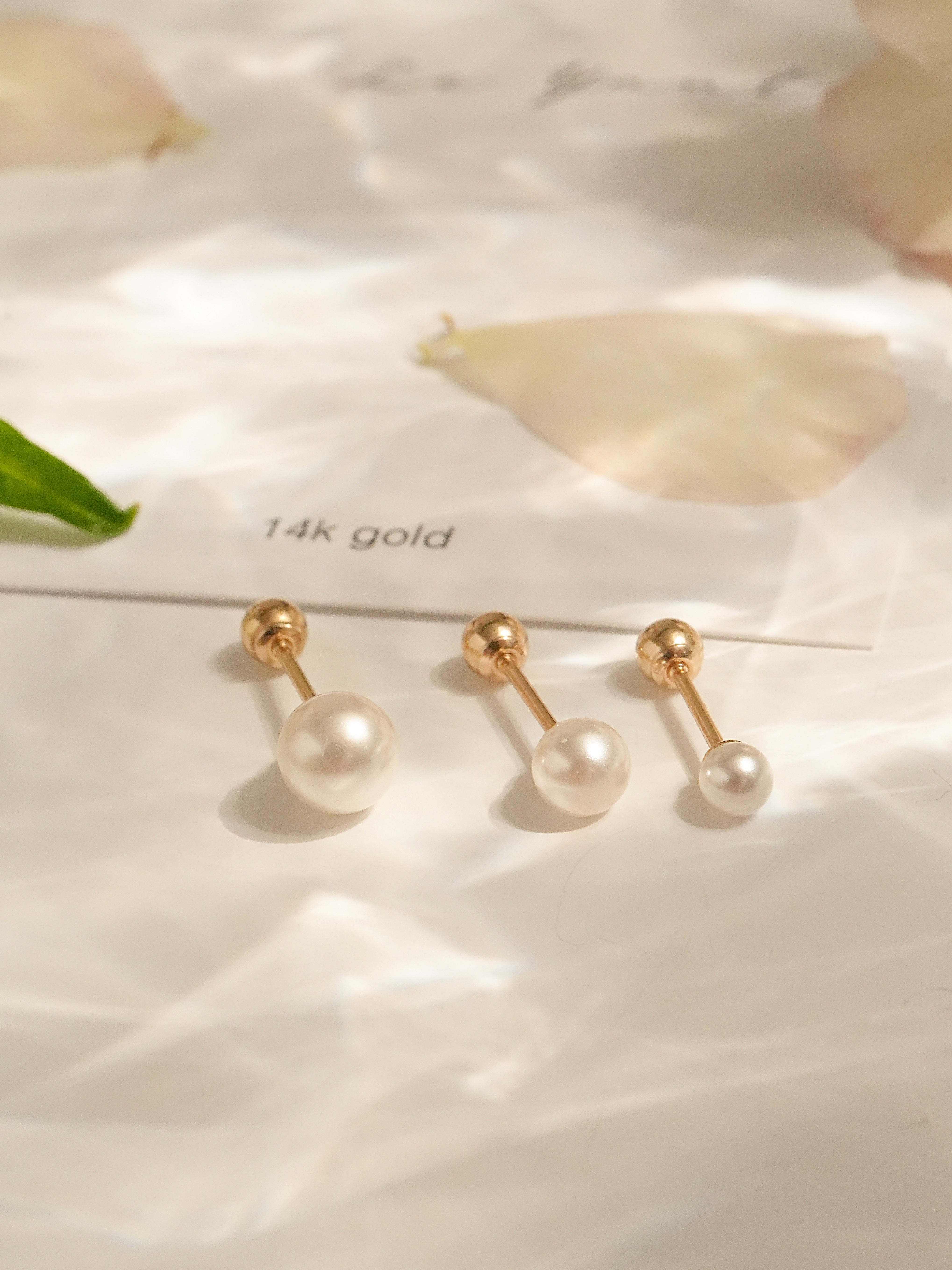 14k 스왈 진주 피어싱 데일리 신부 하객용 3mm 4mm 5mm 6mm 기본 베이직 - 상세 이미지 4