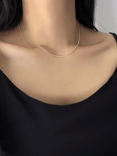 (무배/실버925) all silver 컷팅 콩줄 체인 은목걸이 - 메인 이미지