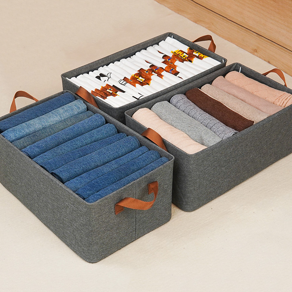 린넨통풍 탄탄한 바지정리함 옷 정리함 정리 옷장 수납함 보관함 중형 리빙박스