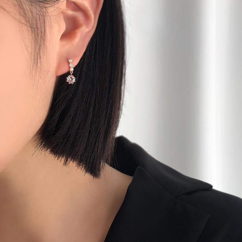 (무배/은침) 블링블링 4큐빅 드롭귀걸이 - 상세 이미지 2