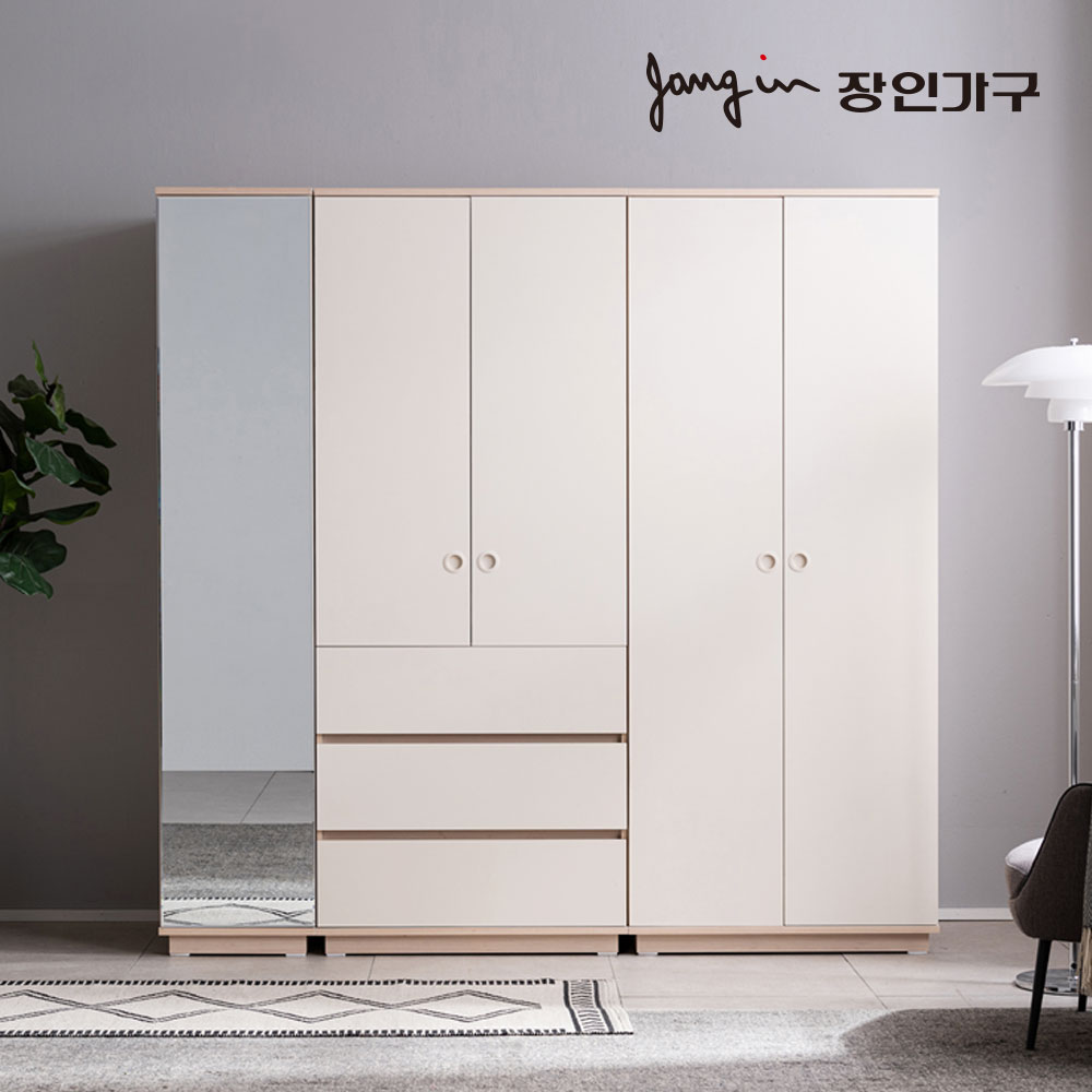 장인가구 크라운 빅 2000 서랍 옷장세트 (800옷장+서랍옷장+거울옷장) - 메인 이미지