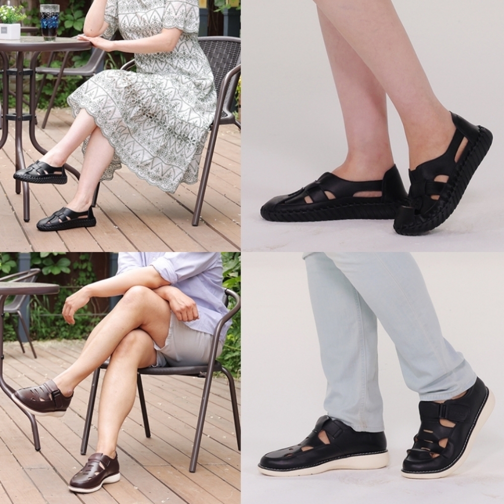 보폭스 소가죽 명품 샌들 발편한샌들 벨크로 여름 메쉬 쿠션 컴포트 여성 남성 신발