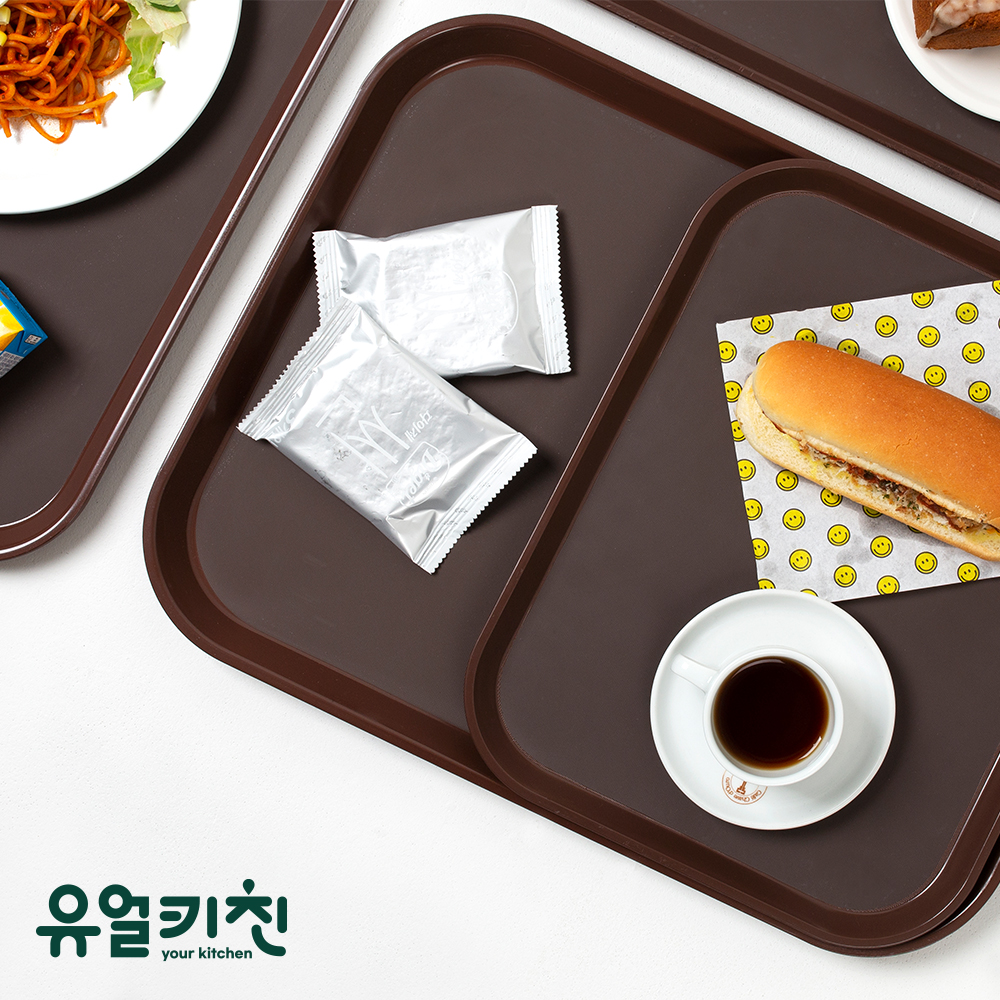 논슬립 손잡이 쟁반 카페 트레이 업소용 소 브라운 - 상세 이미지 4