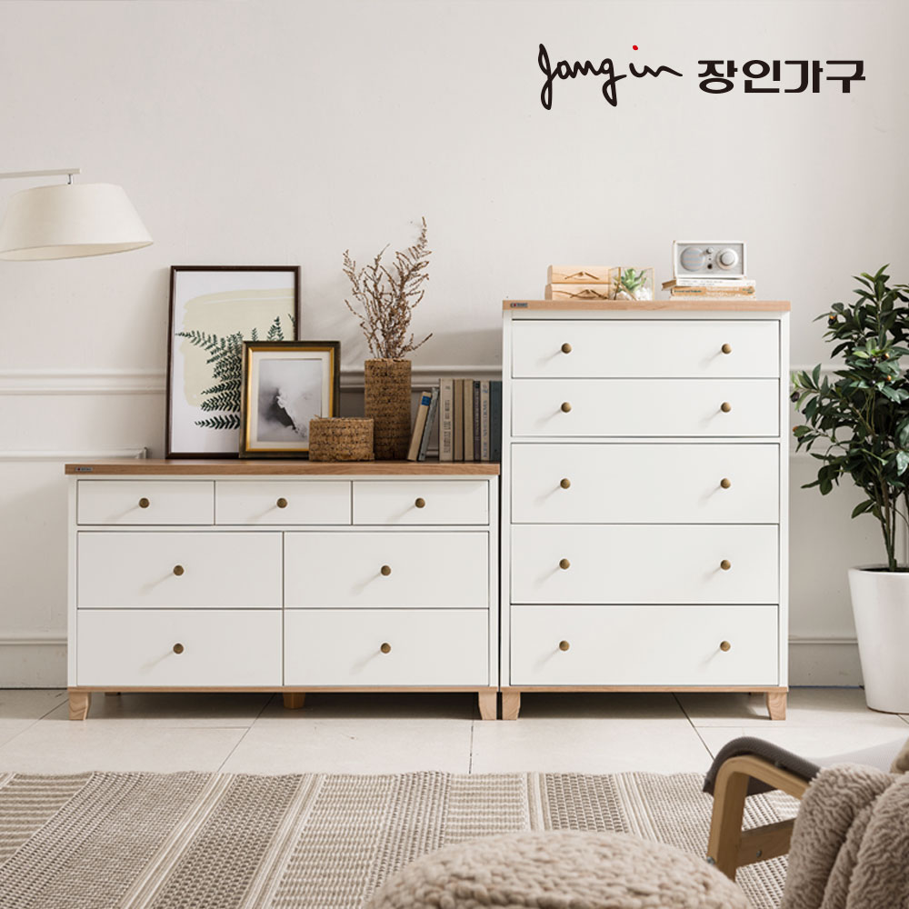 장인가구 미호 서랍장세트(5단+3단 와이드) - 메인 이미지