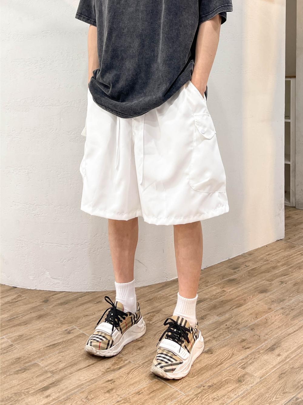 벌룬반바지 건빵반바지 흰색반바지 버뮤다 - 상세 이미지 4