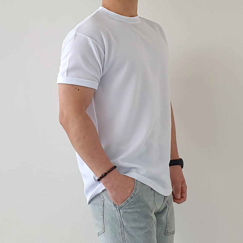머슬핏반팔 어깨넓어보이는 링클프리반팔티 작업복 운동복 이미지 2