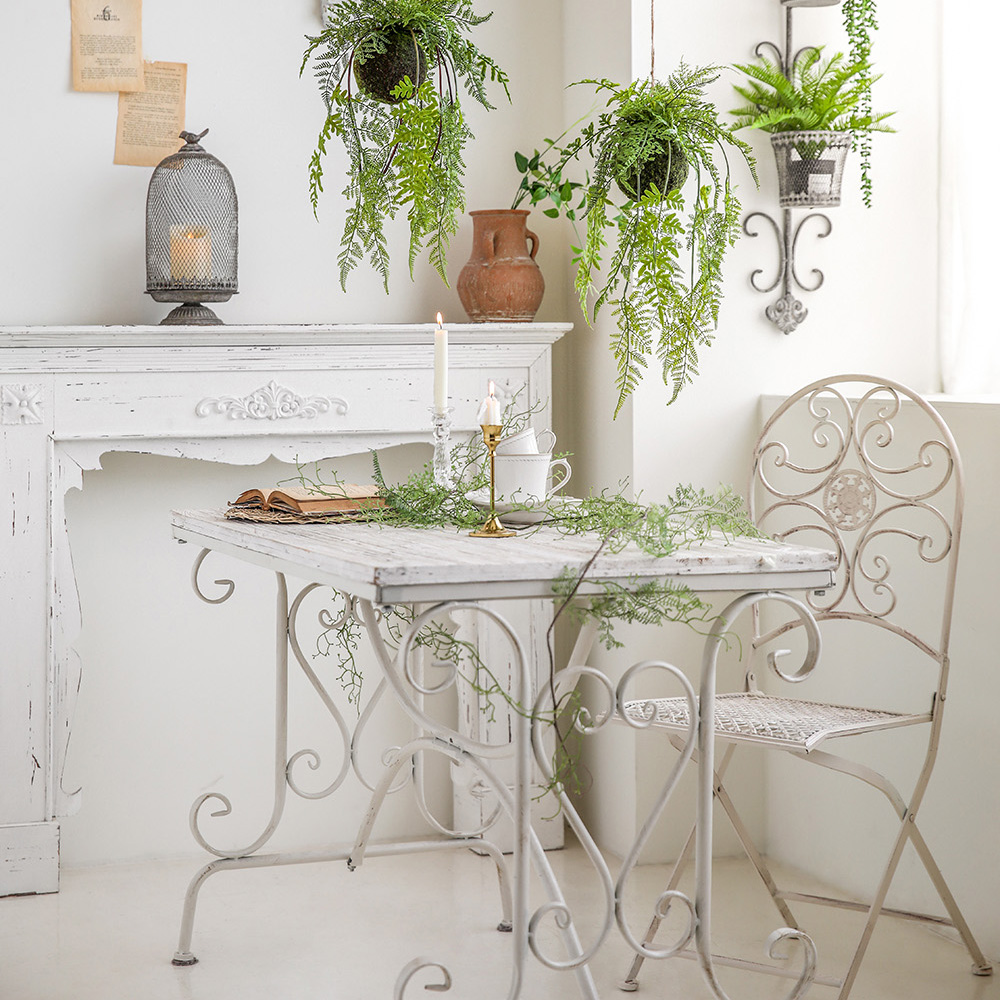 워시드 쉐비 원목 빈티지 철제 베란다 티 테이블 야외 테라스 가든 정원