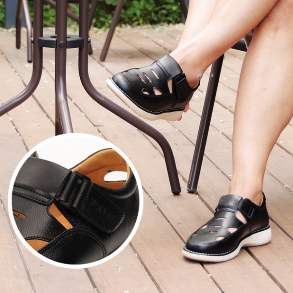 보폭스 소가죽 명품 샌들 발편한샌들 벨크로 여름 메쉬 쿠션 컴포트 여성 남성 신발