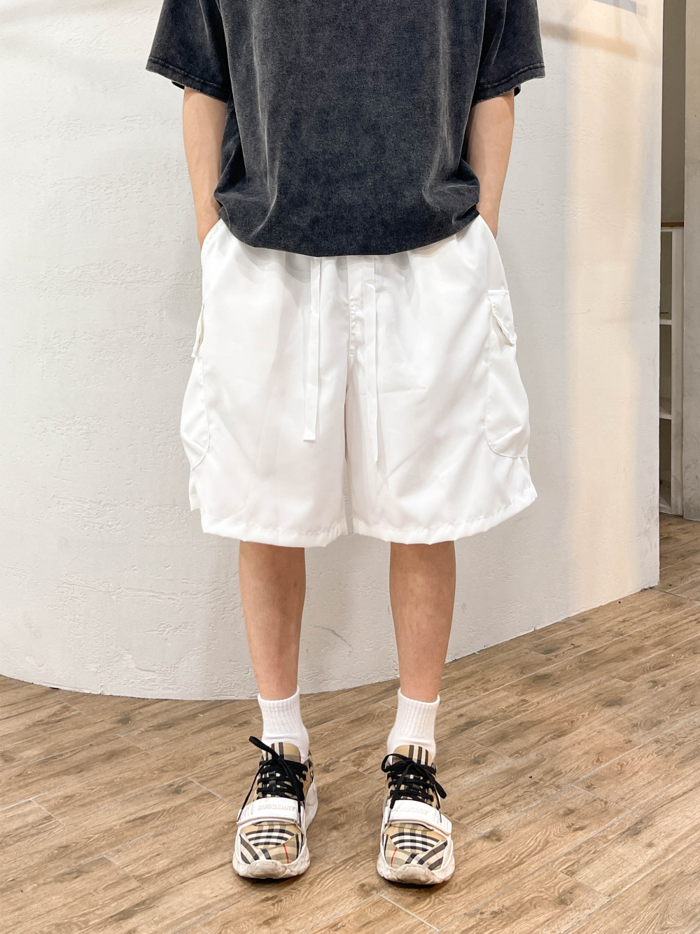 벌룬반바지 건빵반바지 흰색반바지 버뮤다 - 상세 이미지 3