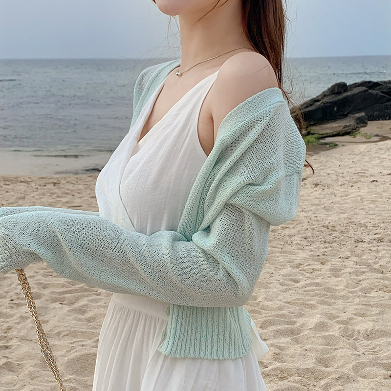 (국내제작) (실내아우터살안타템) 부클 세미크롭 가디건 cd2881 이미지 3