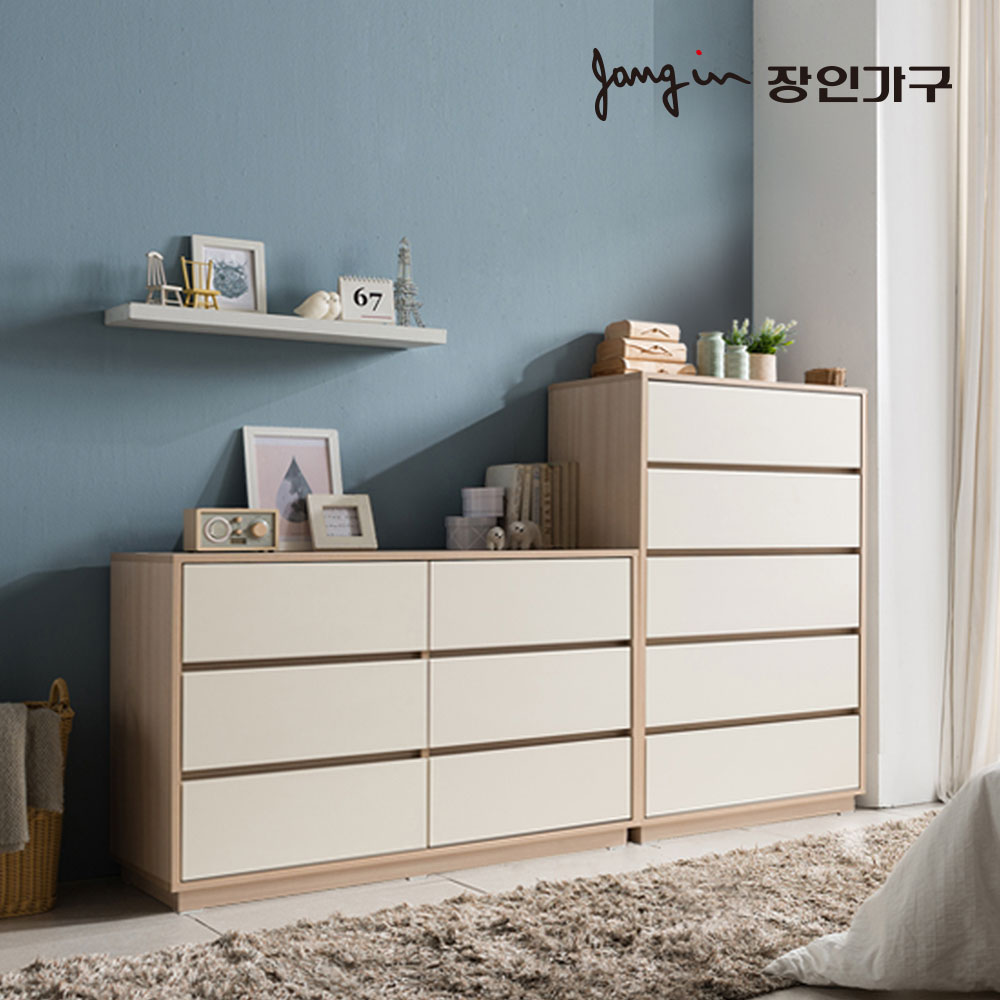 장인가구 크라운 빅와이드 2000 서랍장 세트B (5단+3단) - 메인 이미지