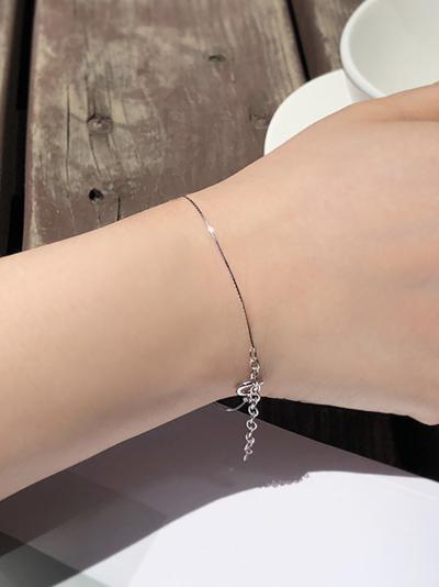 (무배/실버925) all silver 18k 이태리 체인 실 팔찌 - 메인 이미지