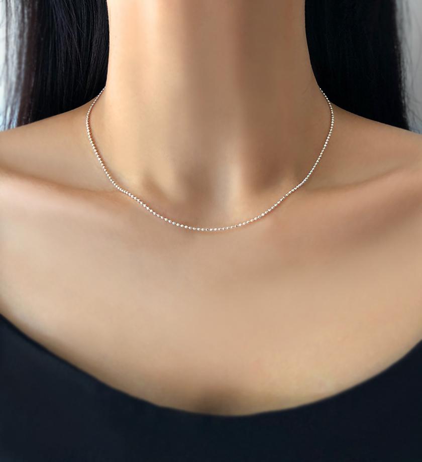 (무배/실버925) all silver 컷팅 콩줄 체인 은목걸이 - 상세 이미지 5