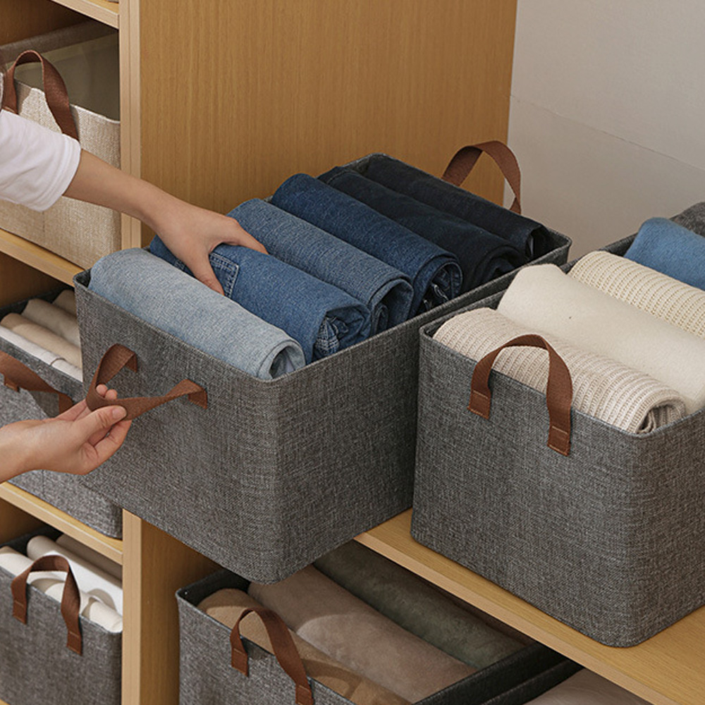 린넨통풍 탄탄한 바지정리함 옷 정리함 정리 옷장 수납함 보관함 중형 리빙박스