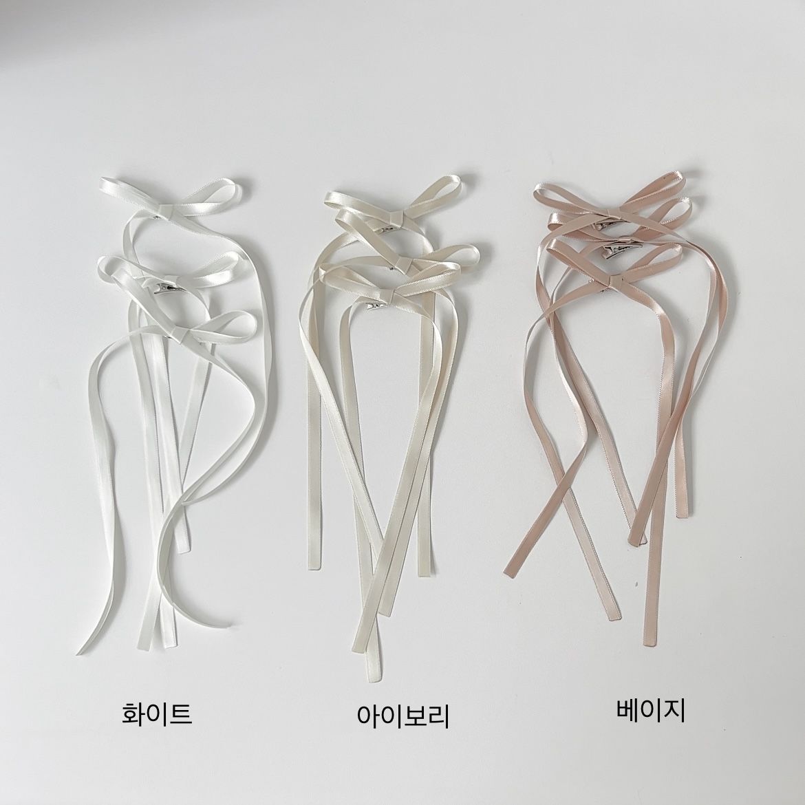 *국내생산/핸드메이드* 롱롱 3개 1쌍 미니 새틴 리본 머리 집게핀 포인트 헤어핀 키치 소녀 상세 이미지 43