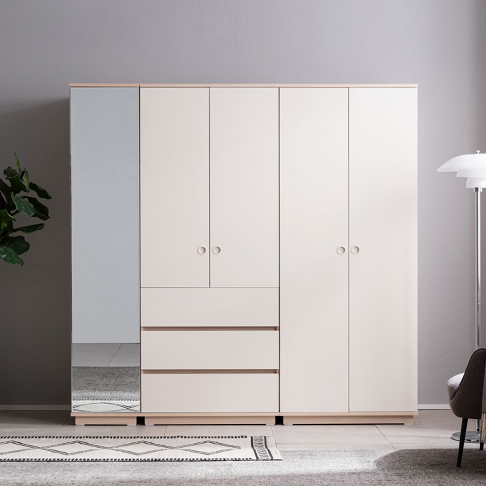 장인가구 크라운 빅 1200 서랍 옷장세트 (800서랍옷장+거울옷장) - 상세 이미지 2