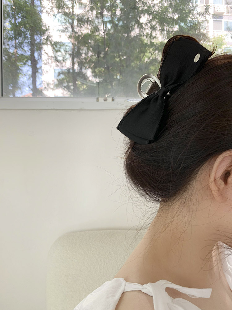[자체제작] 오간디 헤어바렛 - 오간자 리본 메탈 무광 쉬폰 여성 올림머리 금속집게핀 - 상세 이미지 5