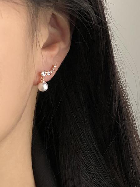 (무배/은침) 진주 윙스 은침 귀걸이 - 메인 이미지