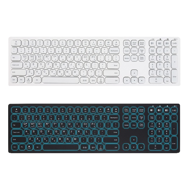 무선 4채널 슬림 저소음 백라이트 블루투스 충전식 아이패드 테블릿 노트북 데스크 키보드