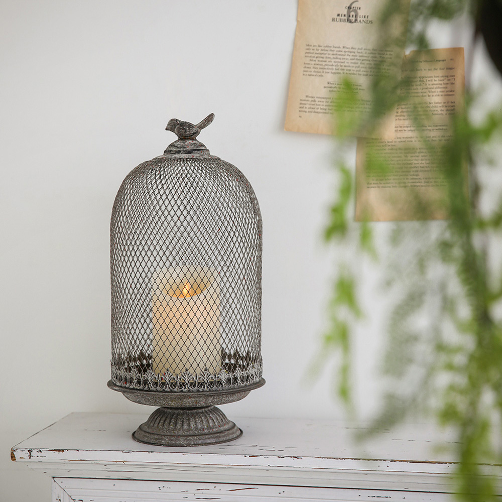 쉐비쉭 버드 빈티지 철제 케이지 인테리어 캔들 홀더 장식 엔틱 카페 감성 새장 소품 장식품 S