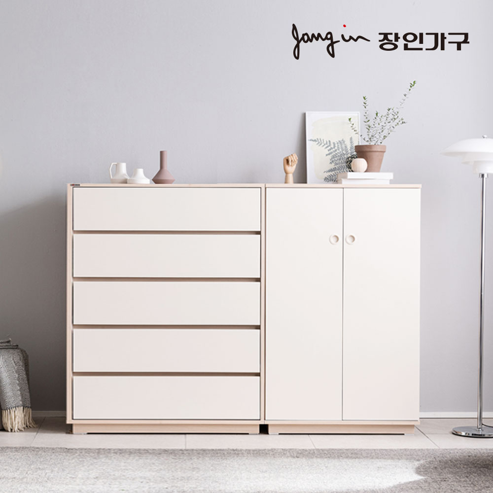 장인가구 크라운 빅 서랍장 옷장 세트C (1000서랍장+낮은옷장) - 상품 이미지