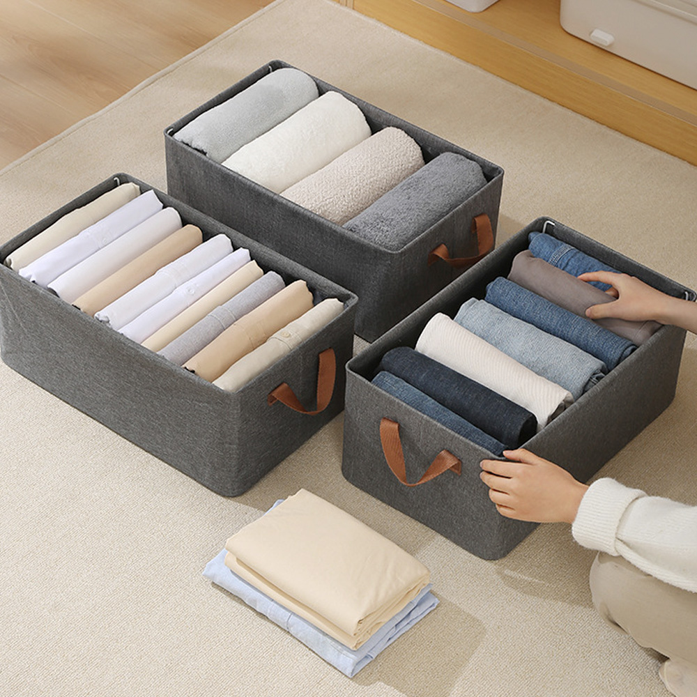 린넨통풍 탄탄한 바지정리함 옷 정리함 정리 옷장 수납함 보관함 중형 리빙박스