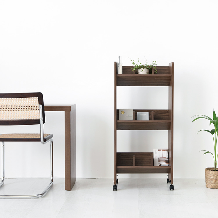 숄리드 책꽂이 트롤리 RKM11151 510x300x1110mm, 3단, 미들브라운 1361.6932
