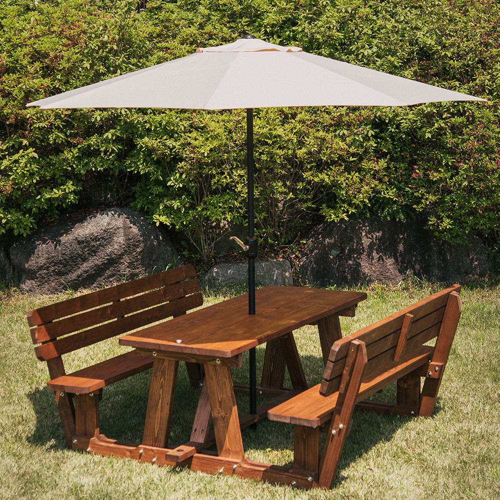 야외테이블세트 조립식 정원 카페데크 개방형[양쪽등받이] 4인월넛