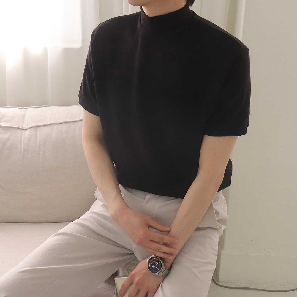 1+1 남자반팔티 모크넥 하프넥 머슬핏 반팔 이미지 3