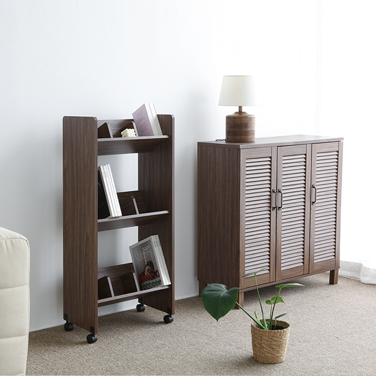 숄리드 책꽂이 트롤리 RKM11151 510x300x1110mm, 3단, 미들브라운 1361.6932