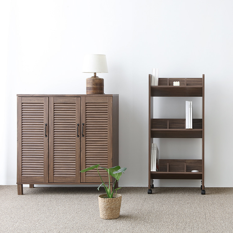 숄리드 책꽂이 트롤리 RKM11151 510x300x1110mm, 3단, 미들브라운 1361.6932