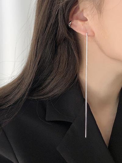 (무배/실버925) all silver 셀럽 롱롱 체인 드롭귀걸이 - 메인 이미지