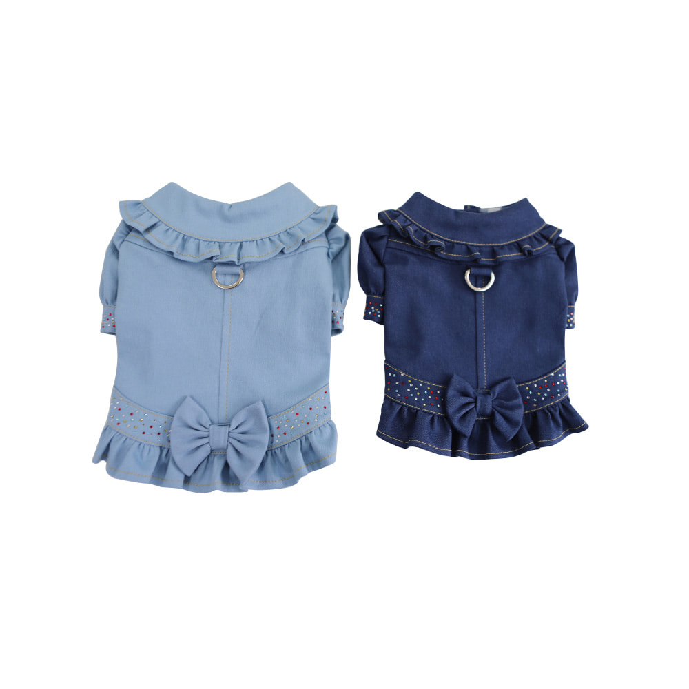 개과천선 레이스청자켓 강아지 하네스 옷 티셔츠 원피스