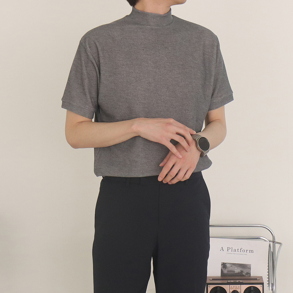 1+1 남자반팔티 모크넥 하프넥 머슬핏 반팔 이미지 4