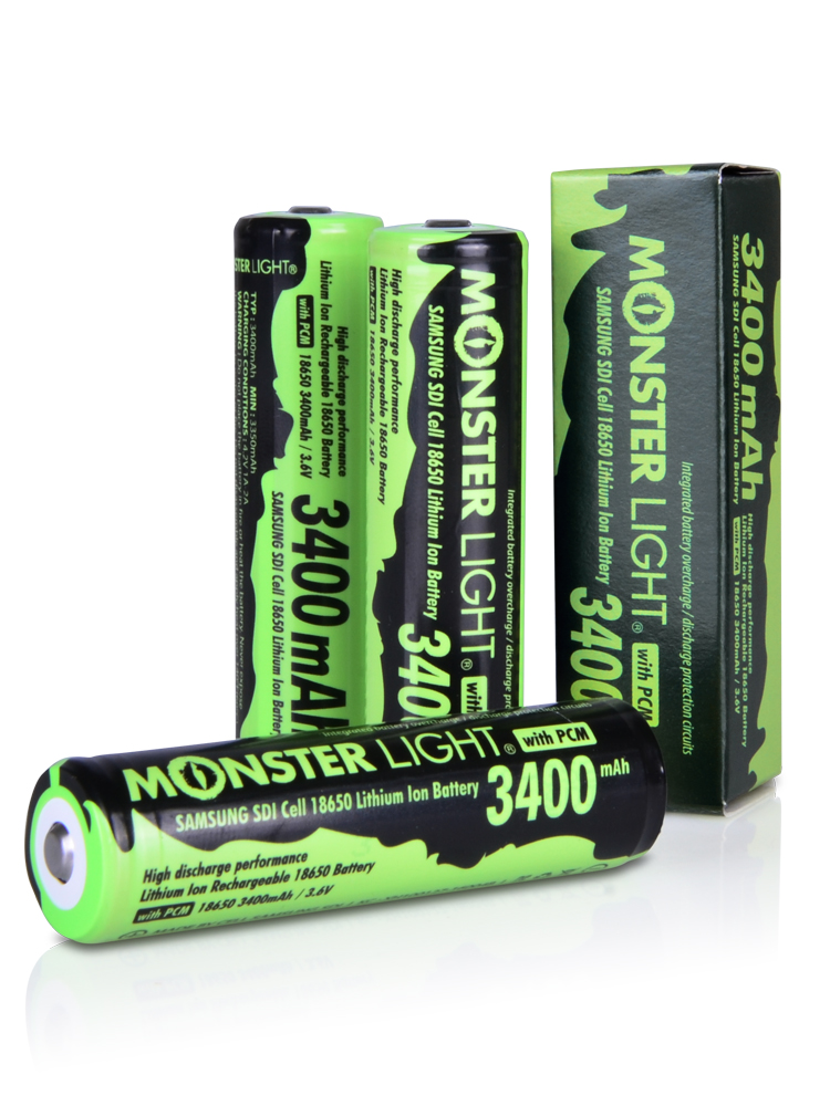 몬스터라이트  18650 리튬 이온 충전 배터리 3400mAh 삼성 보호회로 내장