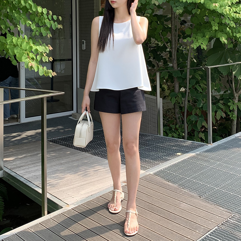 (국내제작)(부유방커버) 셀레나 입술넥 A라인 나시 블라우스 bs6028 이미지 3