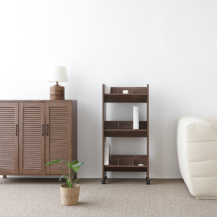 숄리드 책꽂이 트롤리 RKM11151 510x300x1110mm, 3단, 미들브라운 1361.6932