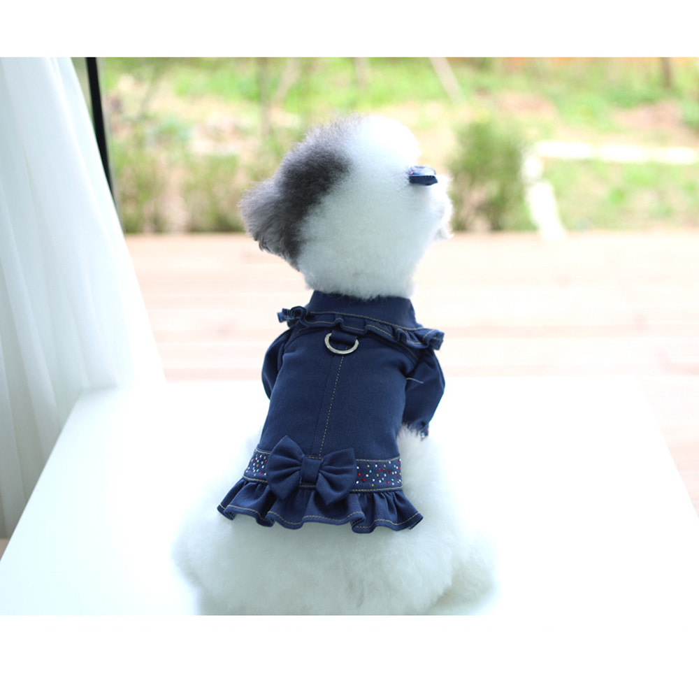 개과천선 레이스청자켓 강아지 하네스 옷 티셔츠 원피스