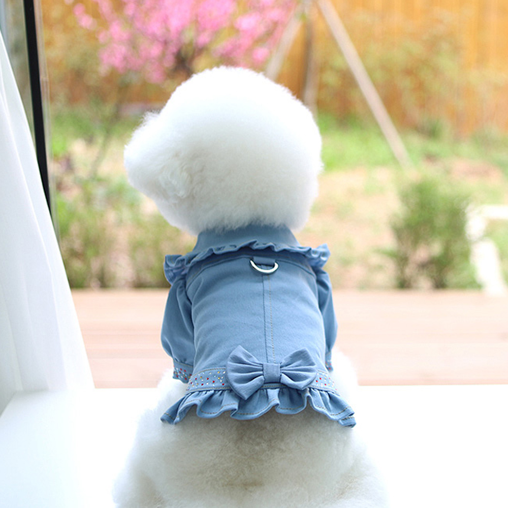 개과천선 레이스청자켓 강아지 하네스 옷 티셔츠 원피스