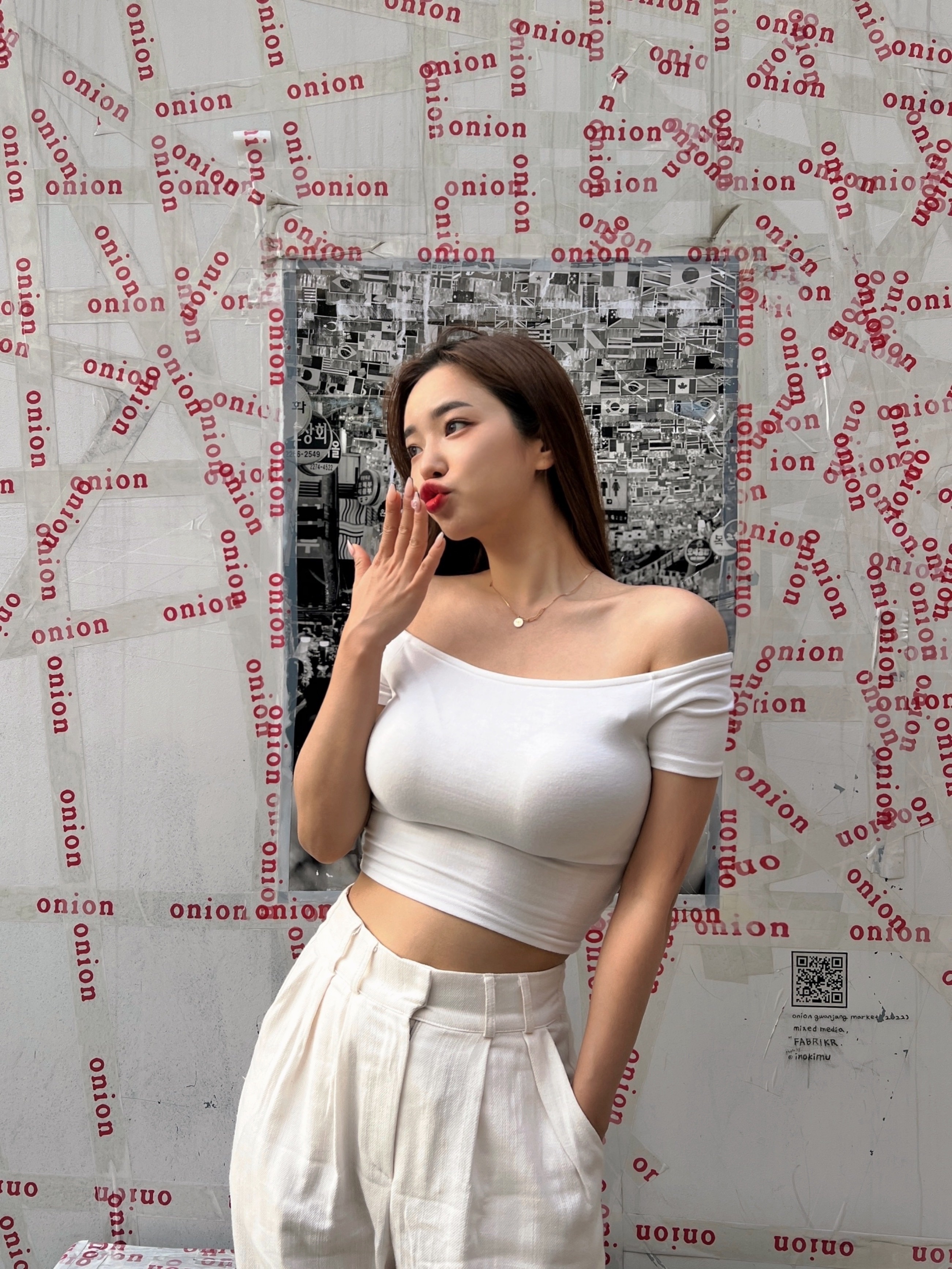 티프 오프숄더 기본 무지 반팔 크롭티셔츠 4color 이미지 3