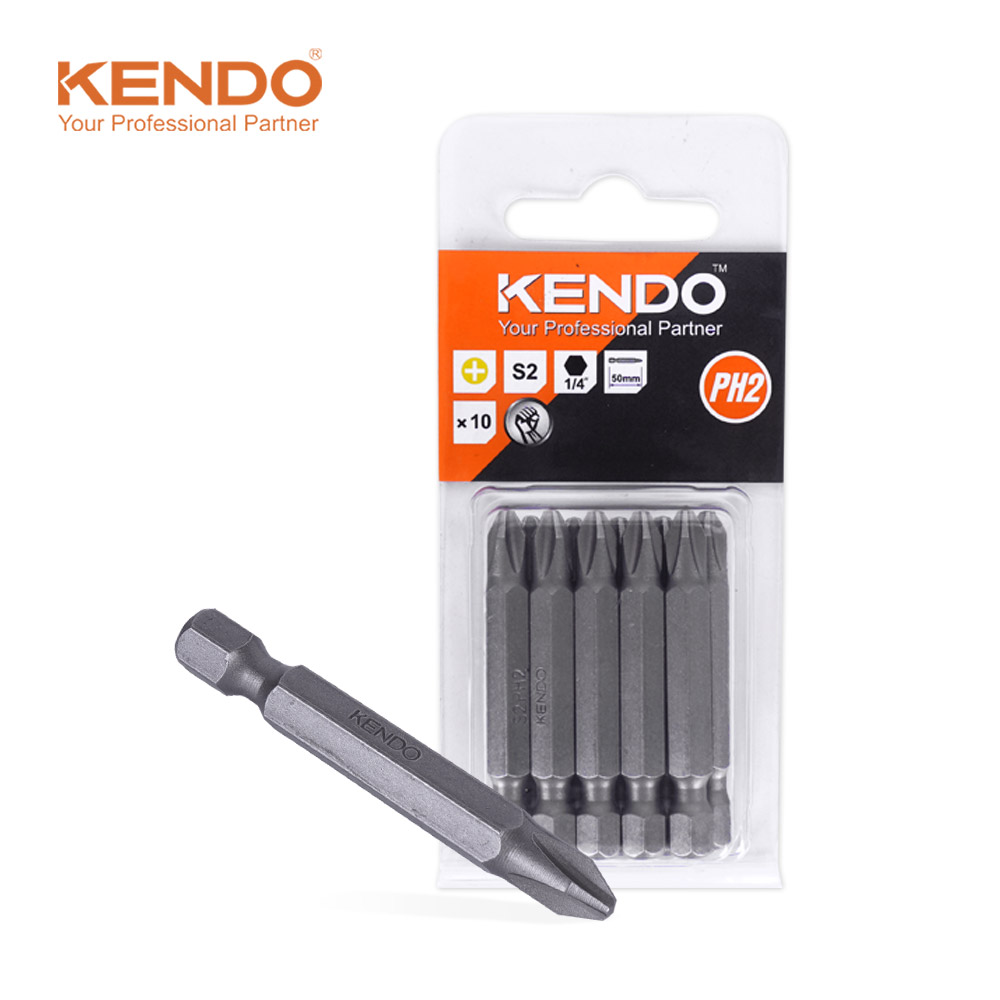 켄도 십자 드라이버 비트 10개입 육각 50mm 21220512N - 상품 이미지