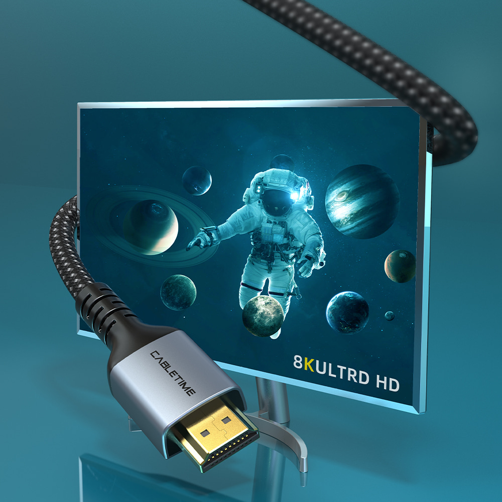 케이블타임 직조 8K 60Hz HDMI V2.1 인증 케이블 CH11 5m, 1개 - 상세 이미지 2