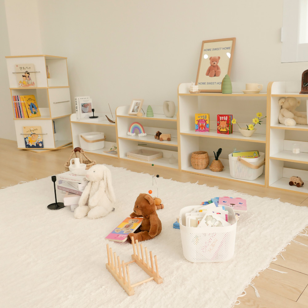 심플룸 회전 책장 아기 유아 전면 원형 2단