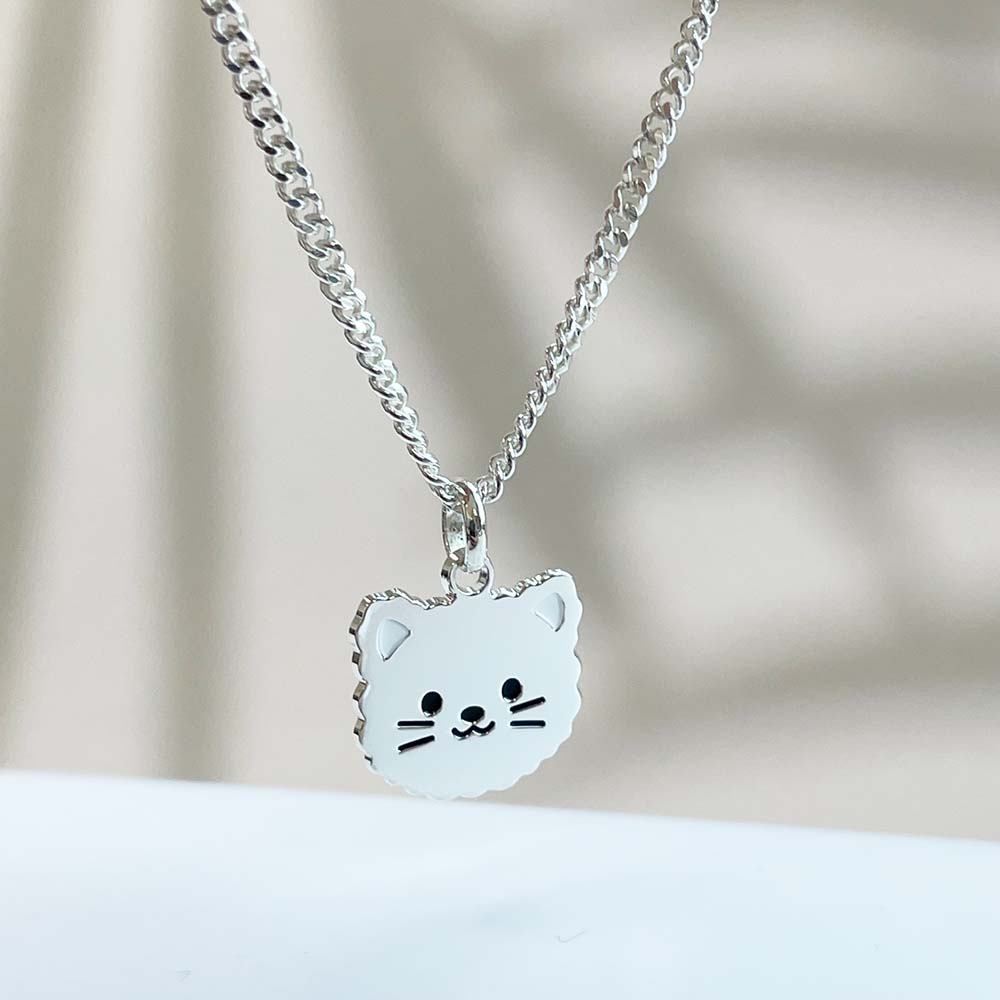 보송보송 고양이 펜던트 어린이 유아 미아방지목걸이 은 실버925 이미지 6