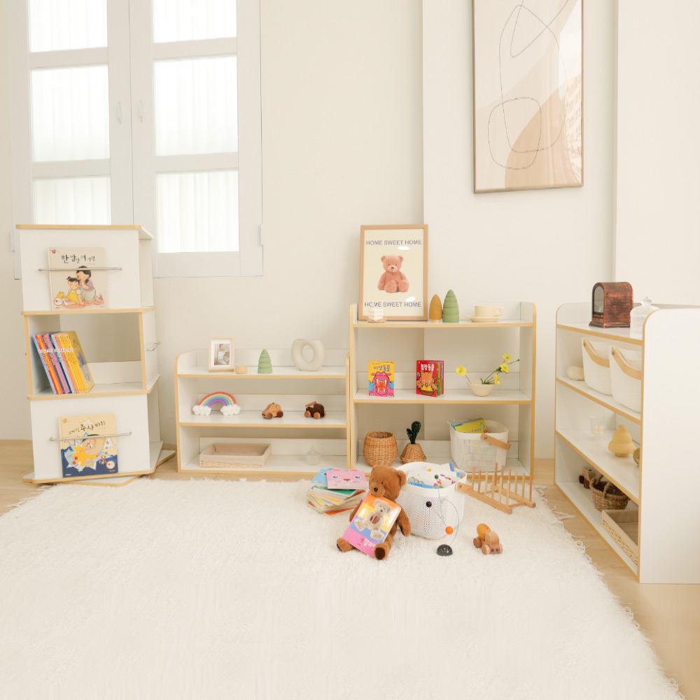 심플룸 회전 책장 아기 유아 전면 원형 2단