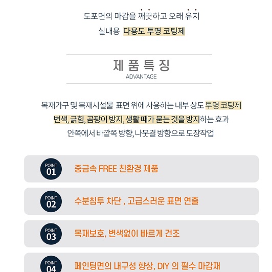 원목 가구 페인트 1 L 나무 코팅 원목 식탁 바니쉬 실내 거실 벽 에 바르는 페인트 - 상세 이미지 3